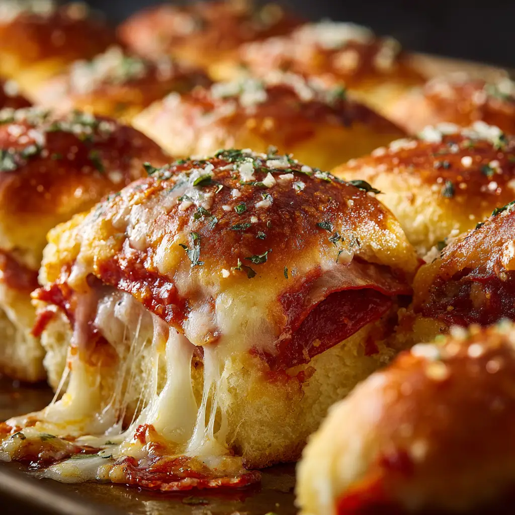 Pizza Sliders with Pepperoni and Garlic Butter