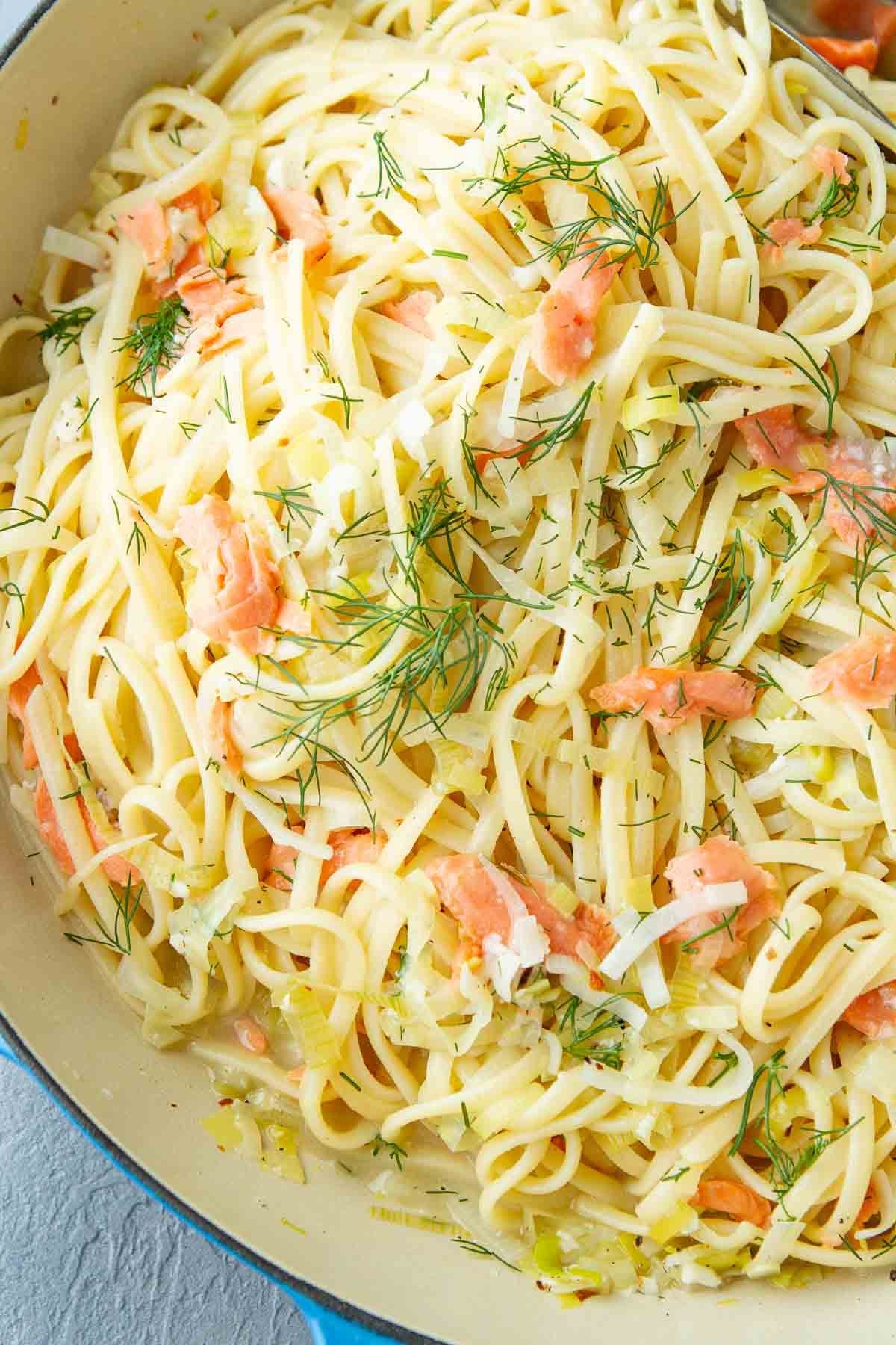 Smoked Salmon Linguini with White Wine Sauce