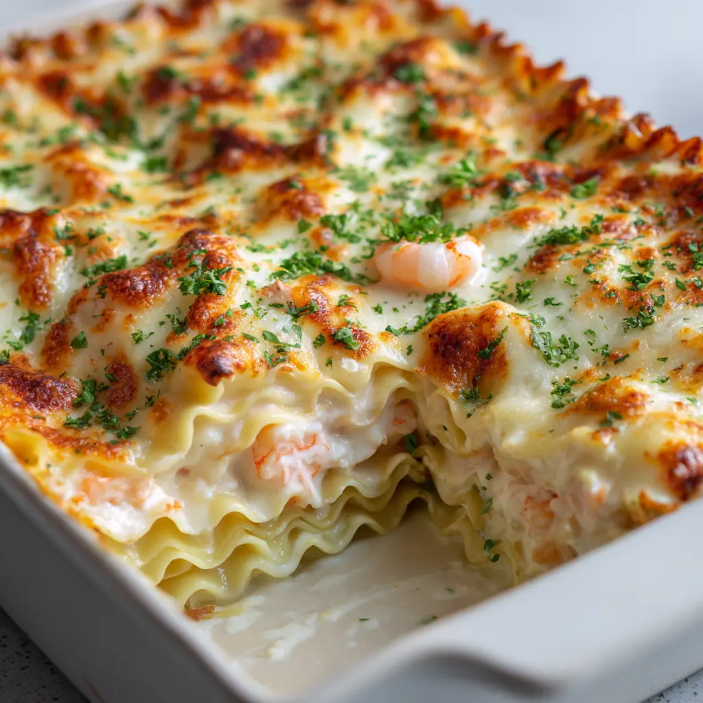 Creamy Seafood Lasagna with Salmon and Shrimp