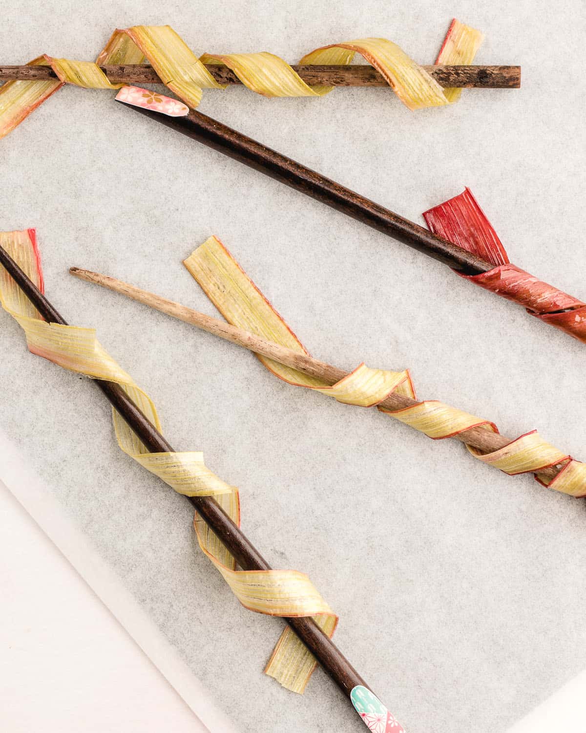 Candied Rhubarb Ribbons: Dessert or Drink Garnish