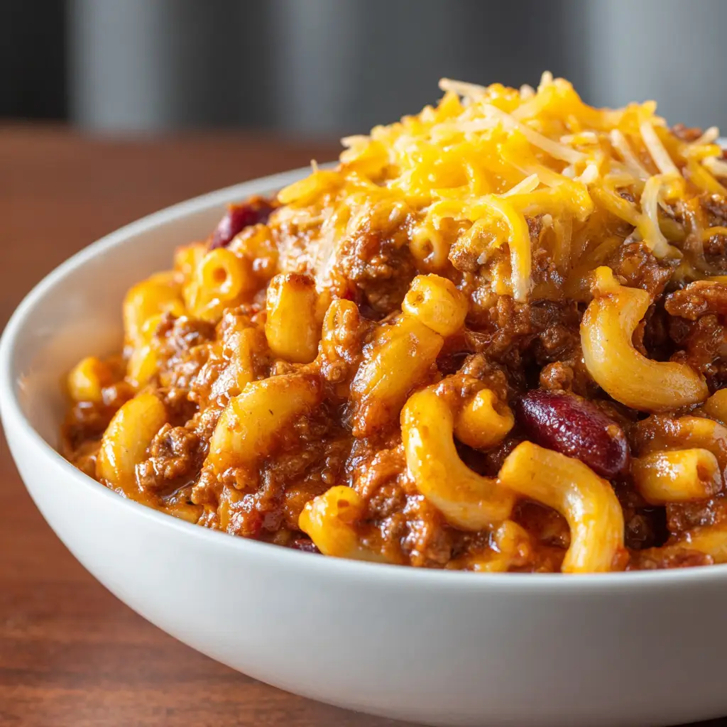 One-Pot Chili Mac and Cheese with Sharp Cheddar