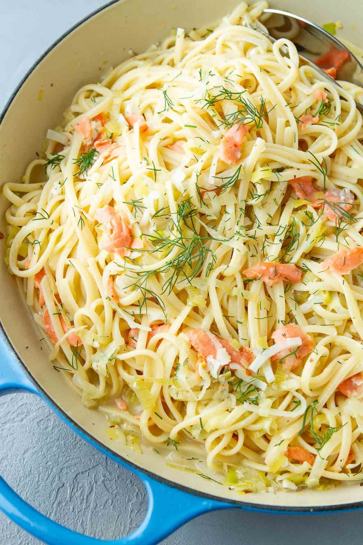 Smoked Salmon Linguini with White Wine Sauce