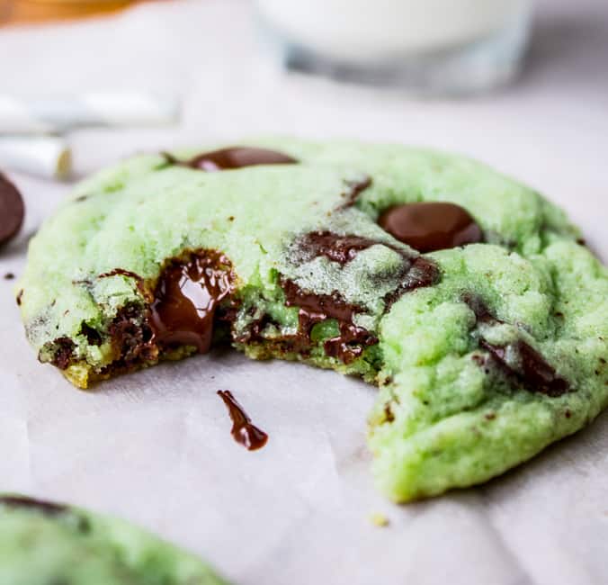 Mint Chocolate Chip Cookies with Peppermint and Dark Chocolate